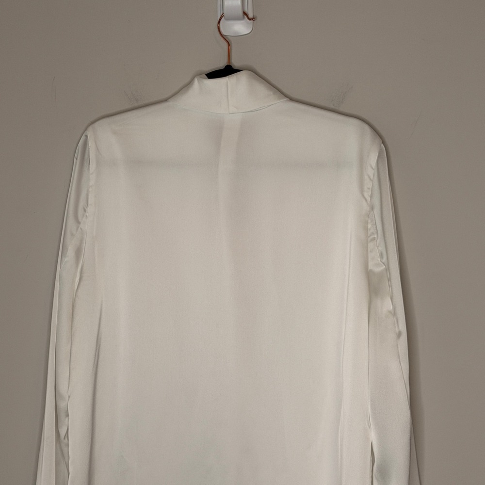 MUMU Weddings Felix Blazer White Satin Shawl Collar Single Button Size XL NWT - Picture 14 of 16